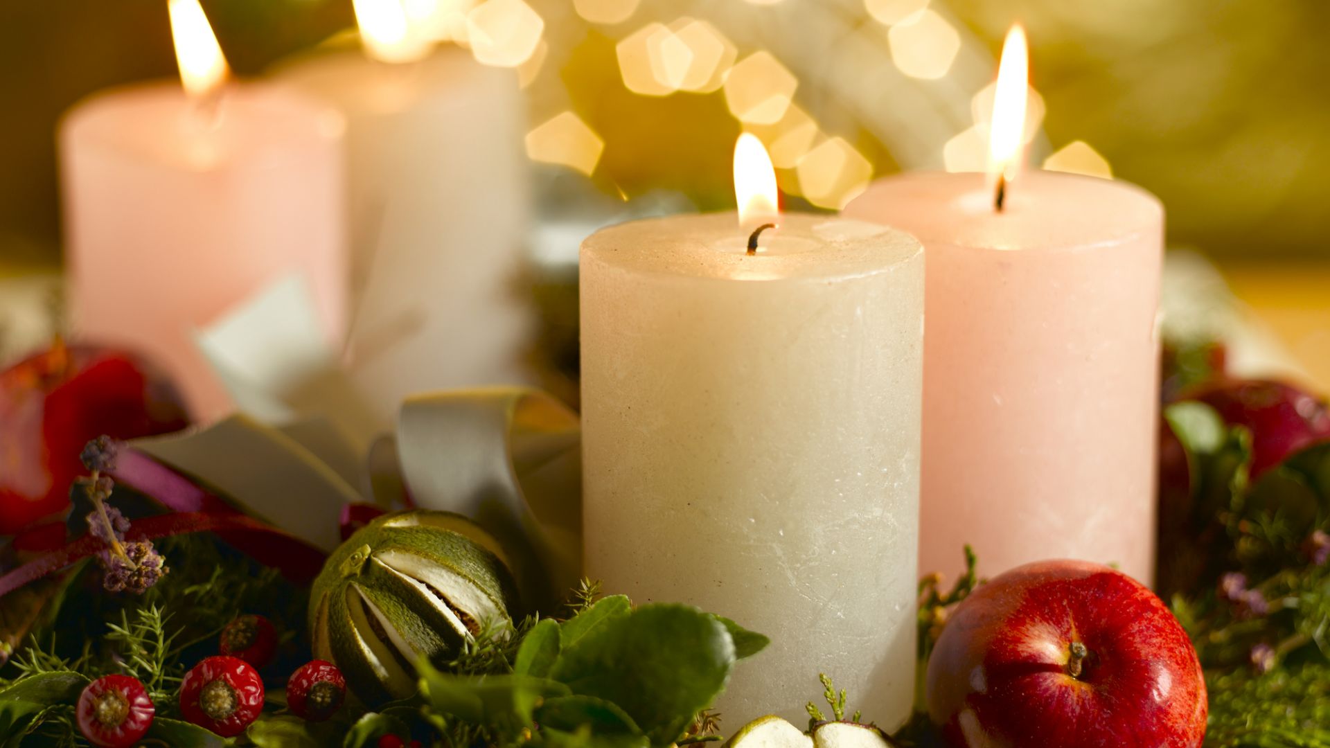 Advent wreath with burning candles